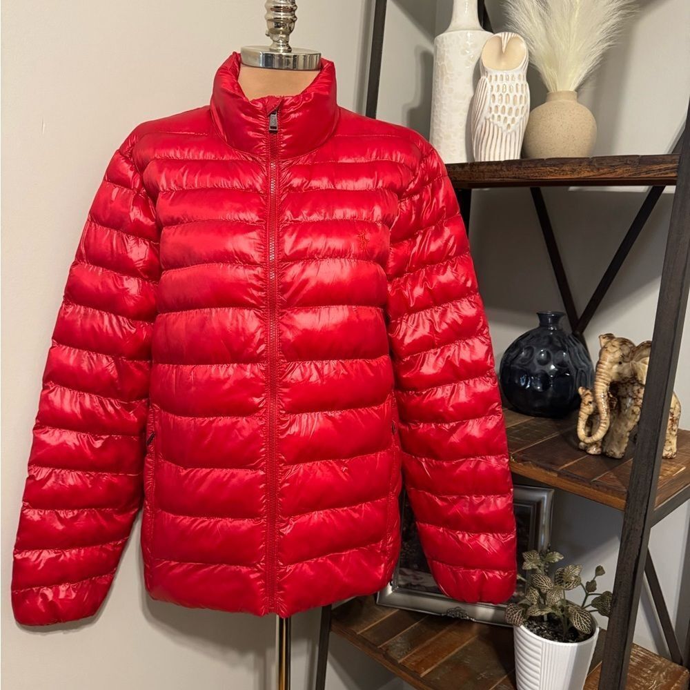 Polo Ralph Lauren Men's LRG Colden Packable Glossed Jacket Solid Red
